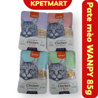 Pate cho mèo wanpy super premium gói 85g - kpetmart - thức ăn dinh dưỡng dạng ướt cho mèo - xốt mèo - pate mèo
