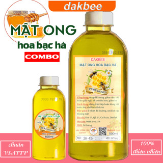 [COMBO] 650g Mật ong hoa Bạc hà Hà Giang & 170g Mật ong hoa cỏ kim nguyên chất - DAKBEE