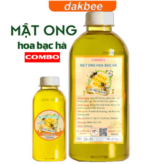 [COMBO] 470g mật ong hoa bạc hà Hà Giang + 170g mật ong hoa cỏ kim nguyên chất - tăng cường sức khỏe [ dakbee ]