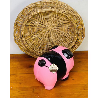 Heo đất handmade gấu trúc hồng M ( dài 18cm )