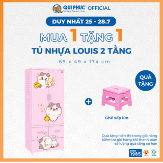  Tủ nhựa treo quần áo LOUIS 2 tầng, thanh treo inox tiện lợi, có khóa