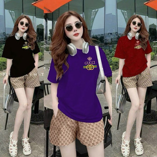 Sét bộ thun quần short áo phom rộng thêu ht