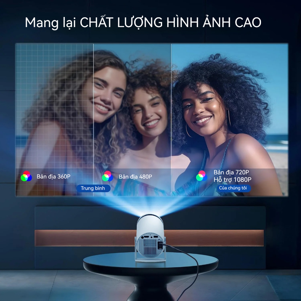 Máy chiếu Mini HY300 Full HD 1080P 4K android12 Bluetooth WiFI6 độ sáng 8000 lumens cho điện thoại laptop máy chiếu phim | BigBuy360 - bigbuy360.vn