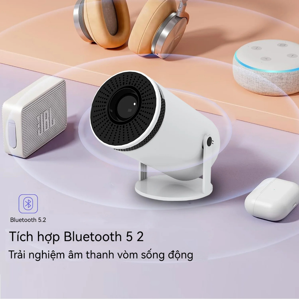 Máy chiếu Mini HY300 Full HD 1080P 4K android12 Bluetooth WiFI6 độ sáng 8000 lumens cho điện thoại laptop máy chiếu phim | BigBuy360 - bigbuy360.vn
