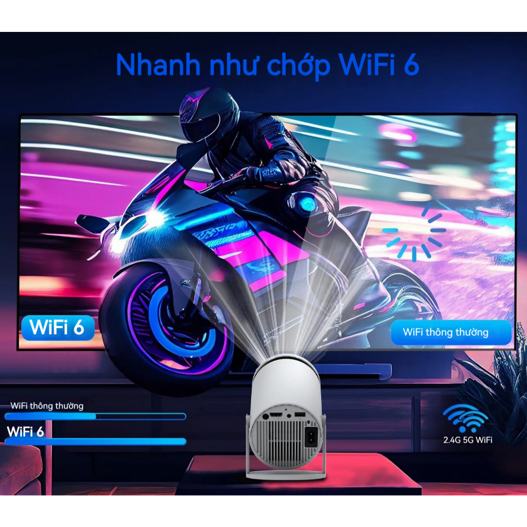 Máy chiếu Mini HY300 Full HD 1080P 4K android12 Bluetooth WiFI6 độ sáng 8000 lumens cho điện thoại laptop máy chiếu phim | BigBuy360 - bigbuy360.vn