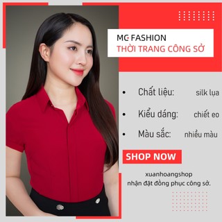 Áo Sơ Mi Nữ Công Sở Cộc Tay Đỏ Mc Fashion a208