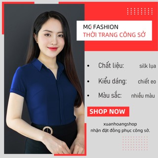Áo Sơ Mi Nữ Công Sở Tay Ngắn Xanh Than Mc Fashion a208