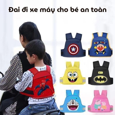 Đai đi xe máy cho bé cao cấp KidsWorld thiết kế khóa bấm an toàn, dùng cho bé ngồi trước và ngồi sau