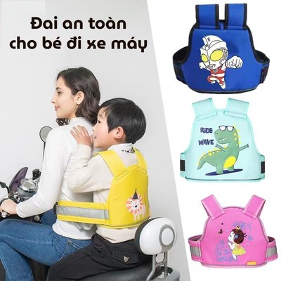 Đai cho bé đi xe máy xe đạp cao cấp KidAndMom thiết kế khóa bấm an toàn có thể ngồi trước ngồi sau