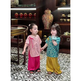  Quần áo bé gái set bộ bà ba hoa nhí chất vải lụa kèm khăn cho bé 10-30kg 