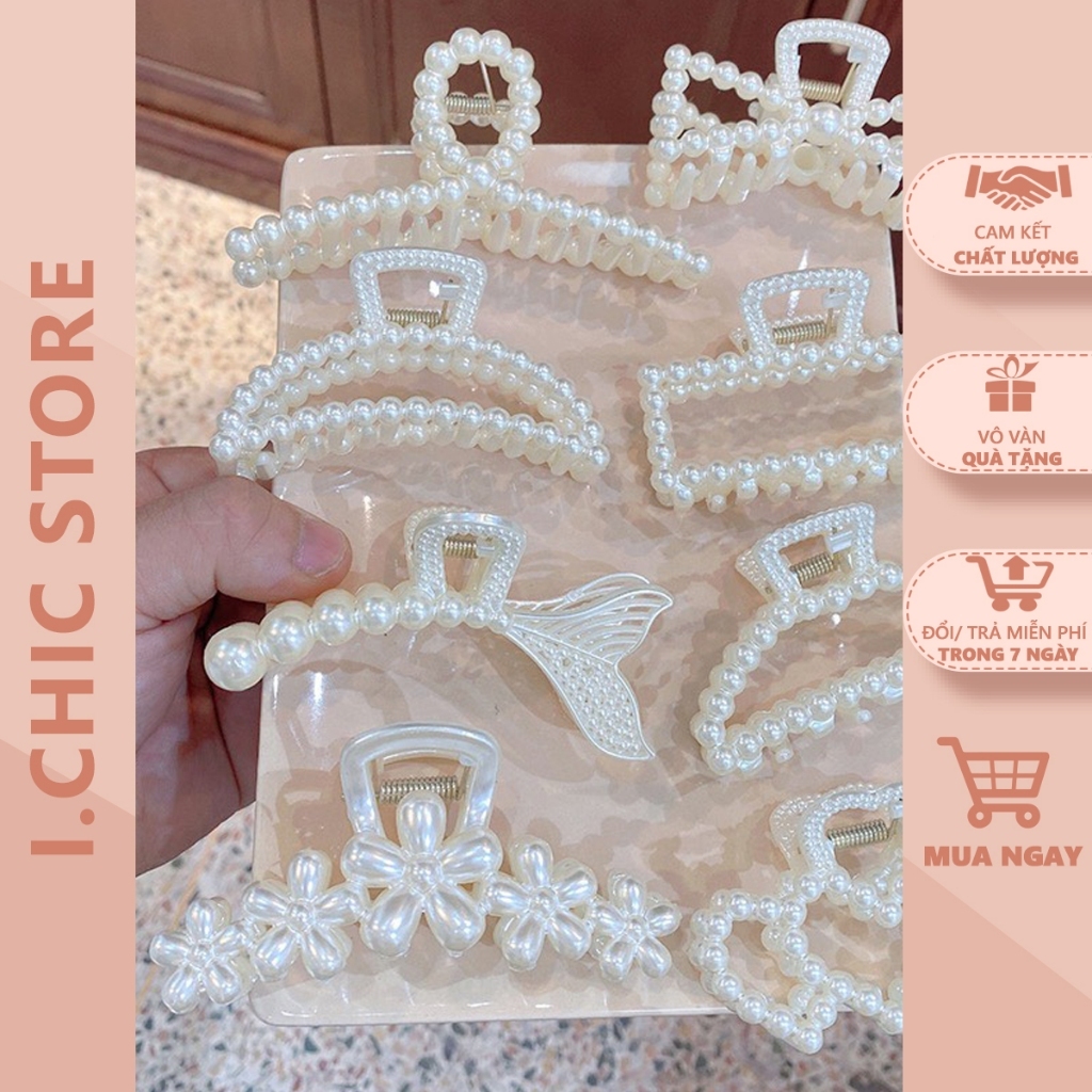 Kẹp Tóc Nữ Chất Liệu Giả Ngọc Nữ Tính Thời Trang Hàn Quốc ICHIC