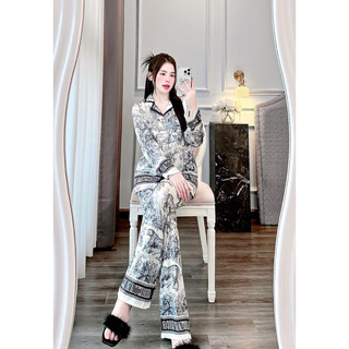  Đồ ngủ pijama mặc nhà tay dài quần dài lụa xước cao cấp