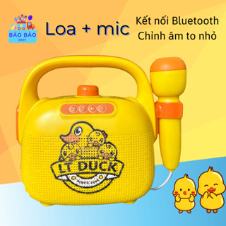 Loa Micro Hát Karaoke Chú Vịt Cho Bé Kết nối Bluetooth điện thoại, Loa mini kèm mic hát cho bé