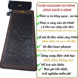 NỆM ĐÁ NÓNG GHL, THẢM ĐÁ NÓNG 80X180CM CÔNG NGHỆ SÓNG SIÊU TRƯỜNG, ION ÂM, HỒNG NGOẠI XA