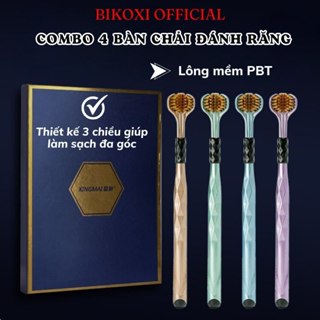Bàn Chải Đánh Răng Bikoxi Bộ 4 Chiếc Lông Mềm Bảo Vệ Lợi Tay Cầm Gọn Nhẹ, chăm sóc răng miệng_M259