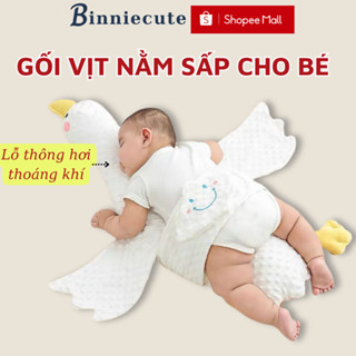 Gối vịt nằm trắng nằm sấp chống đầy hơi cho bé BINNIECUTE -giảm đầy hơi giúp bé ngủ ngon - kích thước 97x86cm