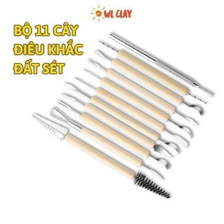 Bộ 11 cây điêu khắc đất sét bằng thép 22 đầu, dụng cụ làm đồ handmade thủ công DIY