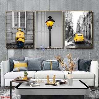 Bộ 3 Tranh Tráng Gương 5D "PHONG CẢNH HOÀI NIỆM". Tranh Trang Trí Không Gian Nhà Cửa