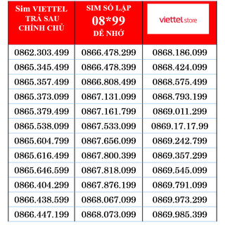 Sim trả sau số đẹp, sim số lặp 99 cuối, sim số đẹp 99 chính chủ
