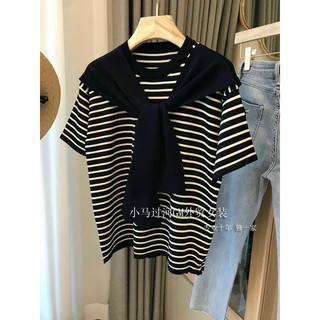 Áo len nữ mongtoghi Marila's áo len kẻ kèm khăn basic