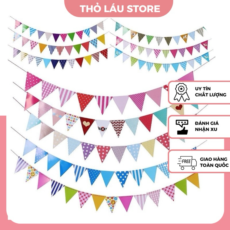 Dây cờ tam giác in họa tiết