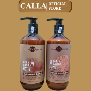Dầu Gội Xả KERATIN LAMBOR 1000ml * 2 Sạch Gàu Ngăn Dầu Chống Gãy Rụng Phục Hồi Nang Tóc Siêu Mượt