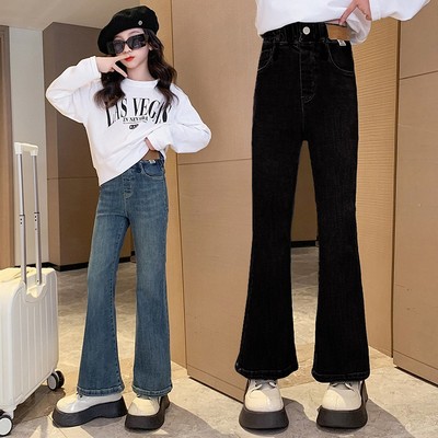 Quần Jean Bé Gái Size Đại Quần Ống Loe Trơn Cho Bé Phong Cách Thời Trang Cho Các Bé Gái Cao Dưới 1m7 - Babimama - J95