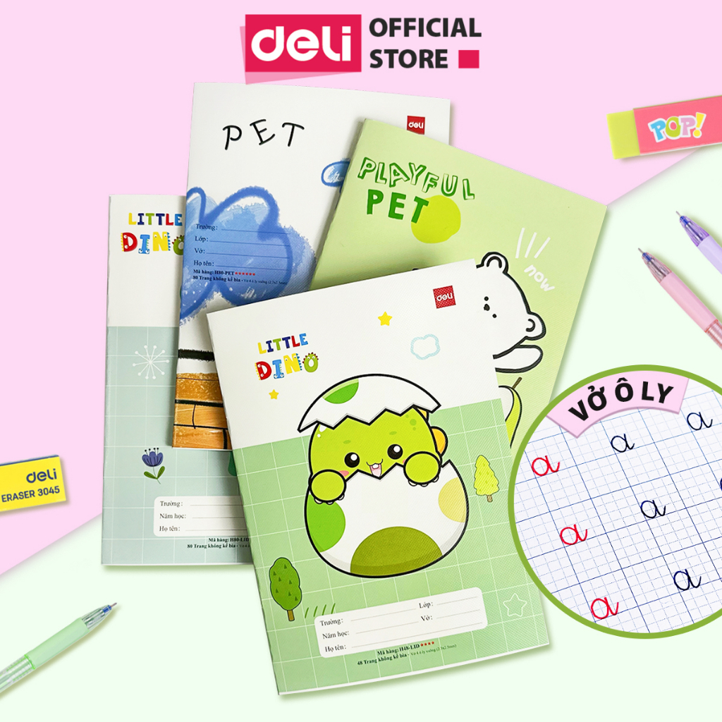 [COMBO 10 79K]Combo 10 Vở Ô Ly Deli Tập Vở 4 5 Ô Ly Vở Học Sinh 48 80 Trang Nhiều Mẫu Mã Phù Hợp Học