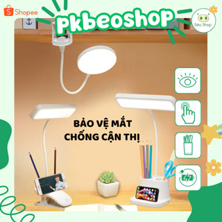  Đèn bàn học bảo vệ mắt Pkbeoshop đèn học bóng led tích điện có kẹp giá đỡ điện thoại ống bút DB03 