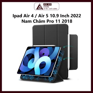 Bao Da Cover Nam Châm Hít Cho Ipad Air 4 / Air 5 10.9 Inch 2022 Pro 11 2018 Quai Kẹp Pencil 2