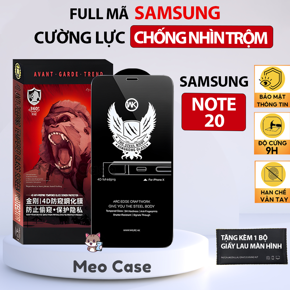 Kính cường lực Samsung Note 20, cường lực chống nhìn trộm Wekome full màn hình  điện thoại | Meo Cas