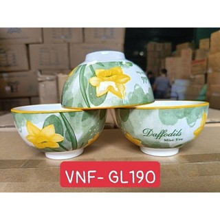 Combo 10 chén sứ, 5 chén cơm trắng 11cm, chén cơm hoa tulip GL190
