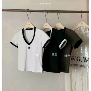 Áo thun croptop viền cổ hàng QC