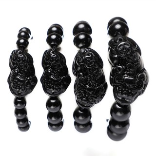 Vòng tay đá đen mặt tỳ hưu 8mm, 10mm, 12mm, 14mm