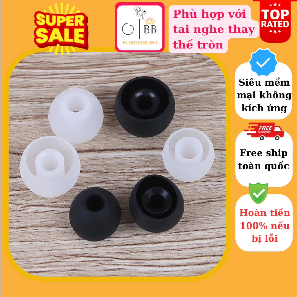Bộ 4 Núm tai nghe tròn silicon thay thế