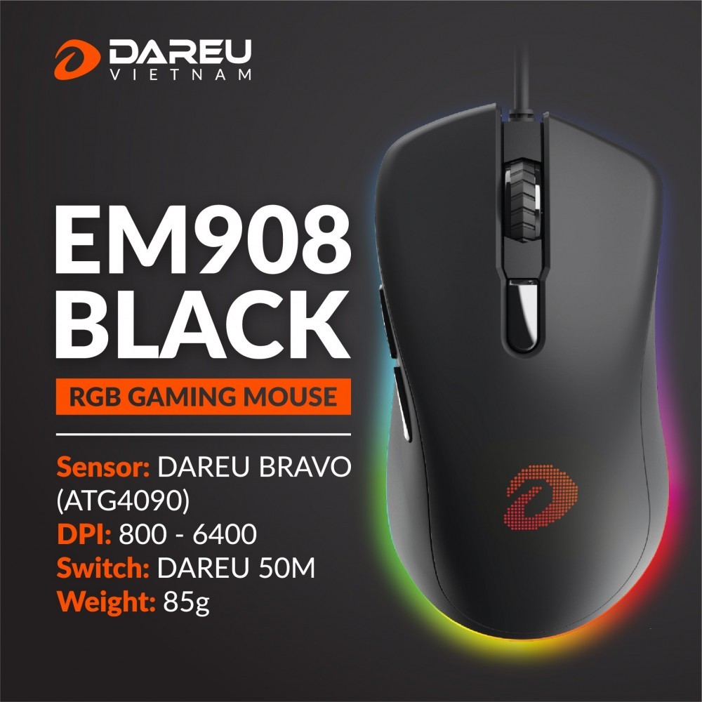 Chuột máy tính Gaming DAREU EM908 / EM908X (LED RGB, BRAVO sensor) | BigBuy360 - bigbuy360.vn