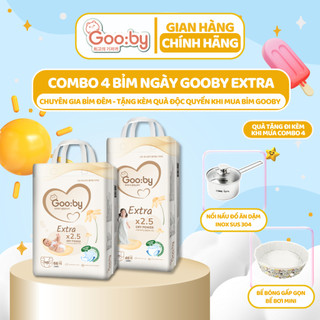 Combo 4 bịch Gooby dán siêu mỏng mềm, thấm hút tốt size NB/S/M cho bé từ 5kg-11Kg