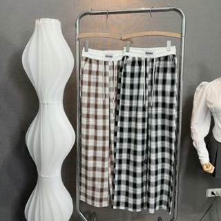 Quần Suông Kẻ Caro Chất Thô Mềm Mát,Quần Kẻ Phối Cạp Trắng Hottrend JUDIE.Closet