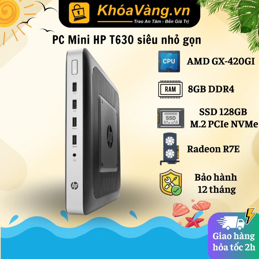 Máy tính PC Mini HP Thin Client T630| Chip AMD GX-420GI | RAM 8GB DDR4| SSD 128GB NVMe | Bảo hành 12 tháng