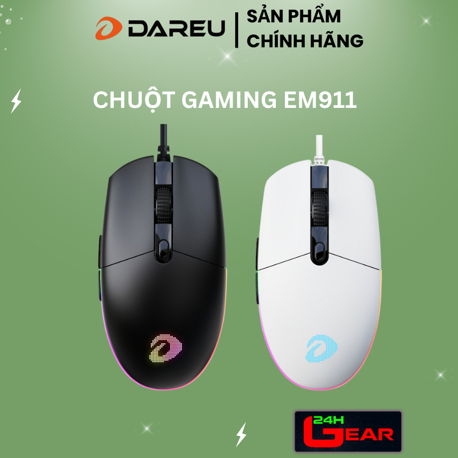 Chuột Gaming DAREU EM911 (RGB, DareU BRAVO sensor: 10.000 DPI, Lightweight: 72g) | BigBuy360 - bigbuy360.vn