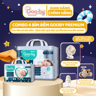  Combo 4 bịch Tã/bỉm dán Gooby Premium-Chuyên gia bỉm đêm, chống trào 12h, size NB/S/M