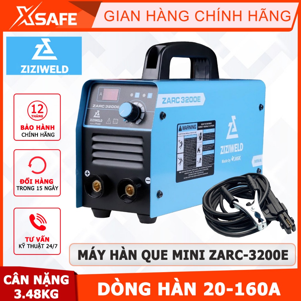 Máy hàn que ZIZIWELD ZARC-3200E điều chỉnh dòng hàn 20~160A, công suất đầu vào 7.1KVA, cấp bảo vệ IP
