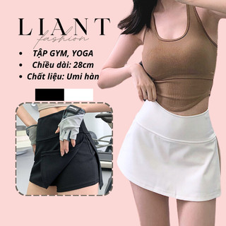 Chân váy ngắn chữ A xẻ tà LIANT chất vải umi co giãn bó sát không nhăn cao cấp, quần váy thể thao