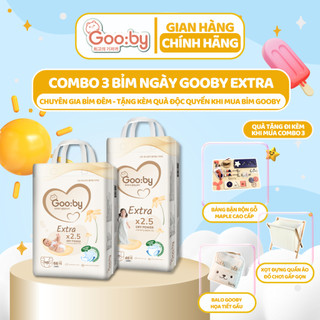 Combo 3 bịch Gooby dán siêu mỏng mềm, thấm hút tốt size NB/S/M cho bé từ 5kg-11Kg