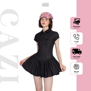 Cazi Donna Dress - Váy cổ trụ sơ mi chân váy xoè