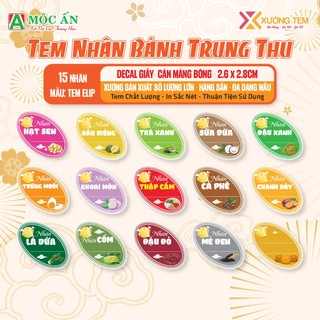 20 tem bánh trung thu, tem dán elip - cán bóng