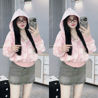 Áo Khoác loang hồng cotton, dáng lửng trẻ trung, áo khoác ngoài, áo khoác xinh by HangFinshop, Nữ Top