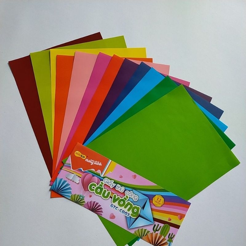 Giấy Màu Thủ Công 1mặt ( 12 Màu A4 )