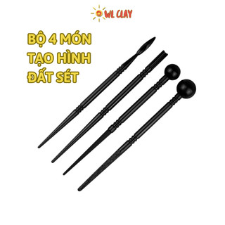 Bộ 4 cây tạo hình đất sét có 8 đầu, Dụng cụ tạo hình đất sét thủ công handmade DIY