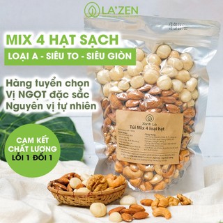 MIX 4 Hạt Dinh Dưỡng 240gr/500gr loại A cao cấp ăn liền, không chất bảo quản La'zen